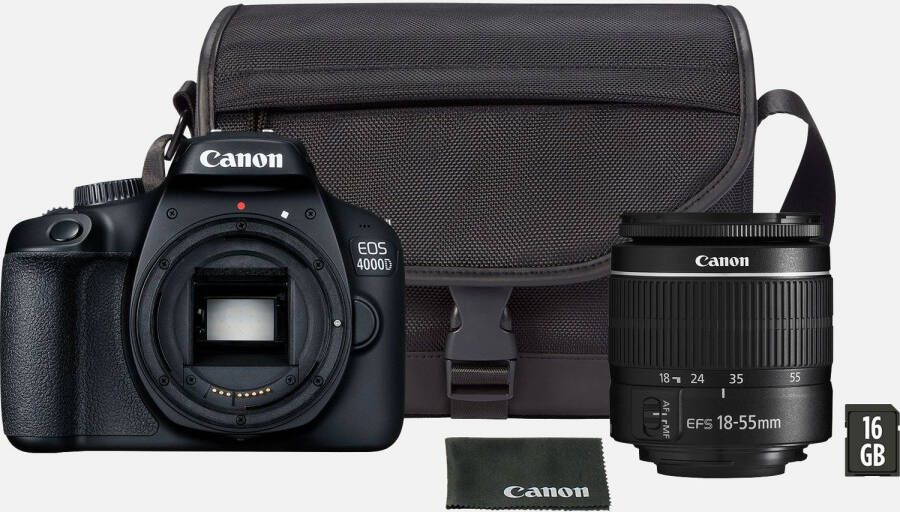 Canon EOS 4000D zwart + EF S 18 55mm III lens + tas + SD kaart