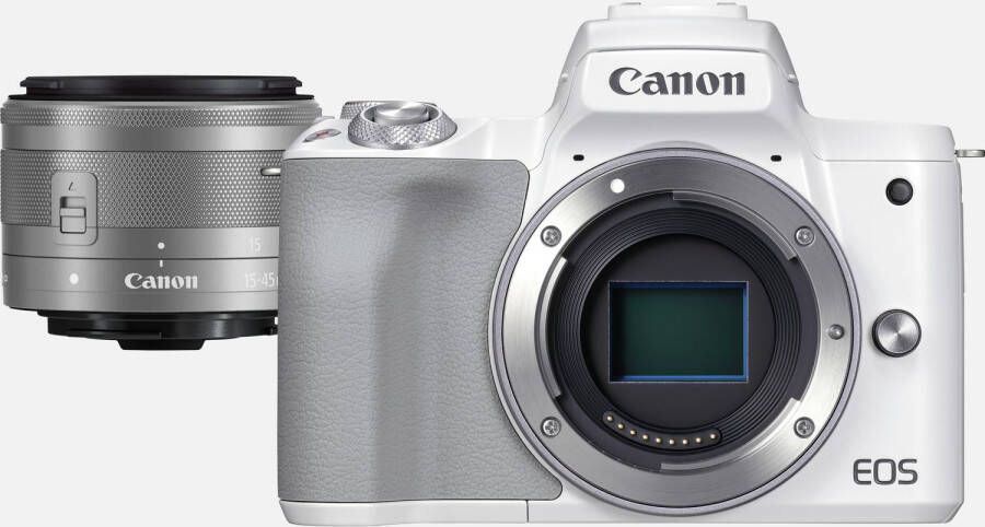 Canon EOS M50 Mark II systeemcamera, wit + EF M 15 45mm f/3.5 6.3 IS STM lens, zilver