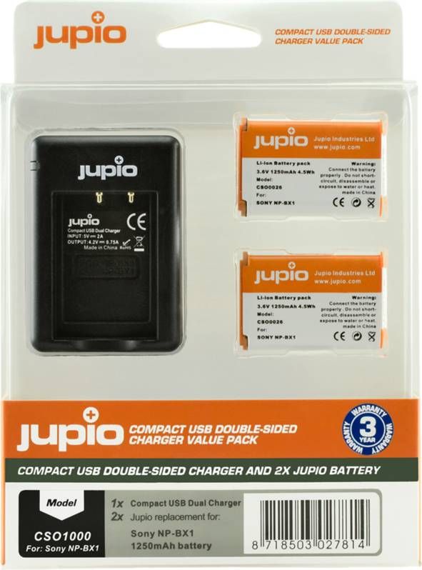 Jupio Kit Battery NP BX1(2x)+ USB Double Sided Charger