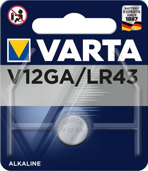 Varta V12GA/LR43 Professionele Alkaline Knoopcel Batterij 1.5V